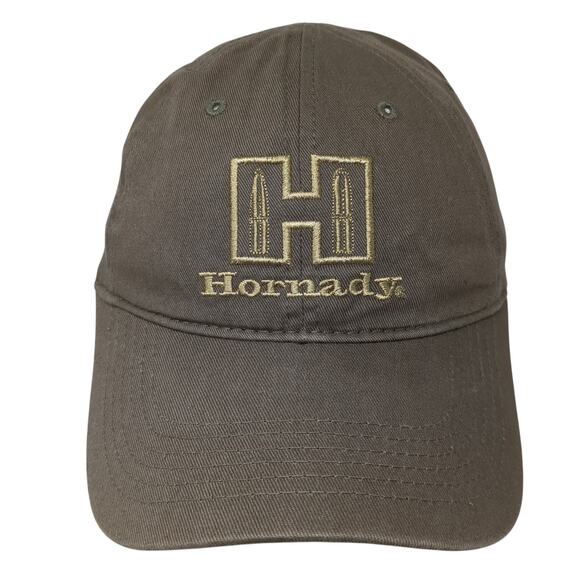 Hornady Strapback Baseball Cap Brown One Size Adjustable Embroidered 6 Panel - Picture 1 of 9